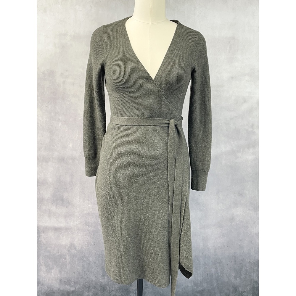 Abercrombie Fitch Womens Sweater Dress Size L Wrap Ribbed Knit Preppy Old Money